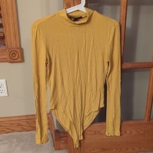 Forever 21 Mustard Long Sleeve Bodysuit